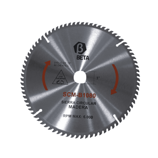 Disco corte madera 10" x 80t (eje 5/8 a 1") beta