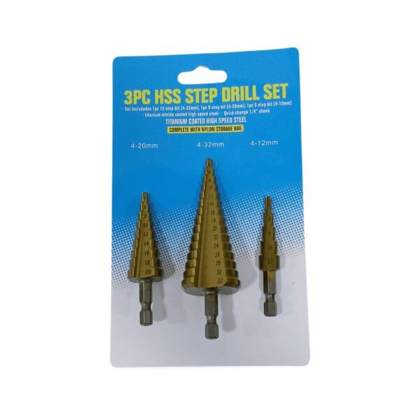 Broca escalonada x 3pcs (4-12mm / 4-20mm / 4-32mm) (100) co