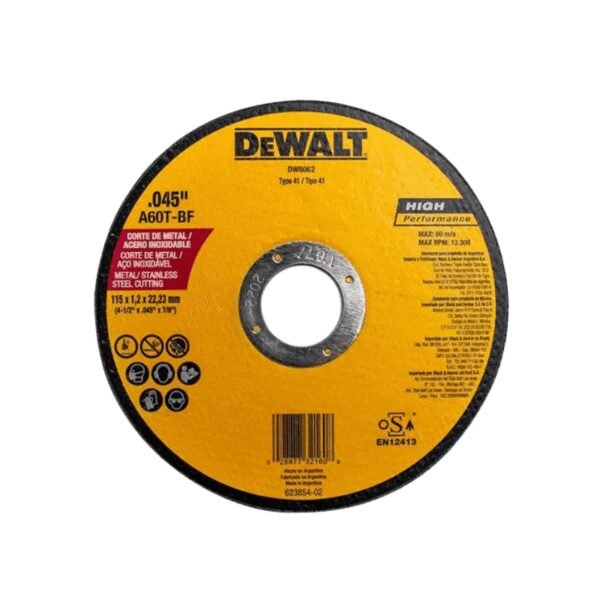 Disco corte metal 4 1/2 dewalt (300)