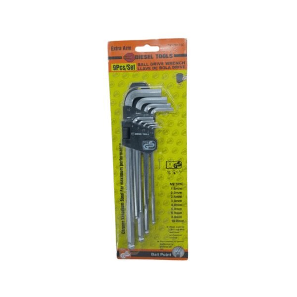 Llave l 9pzs redonda larga diesel tools