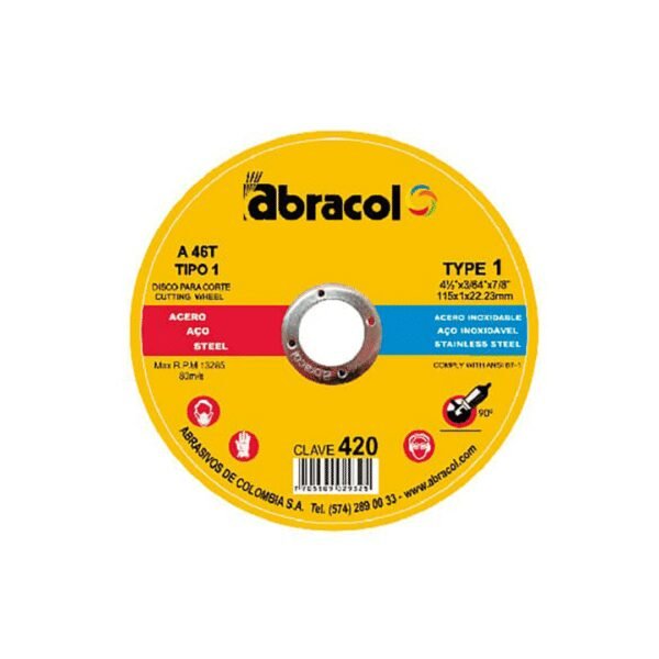 Disco corte metal 4 1/2 abracol (400)
